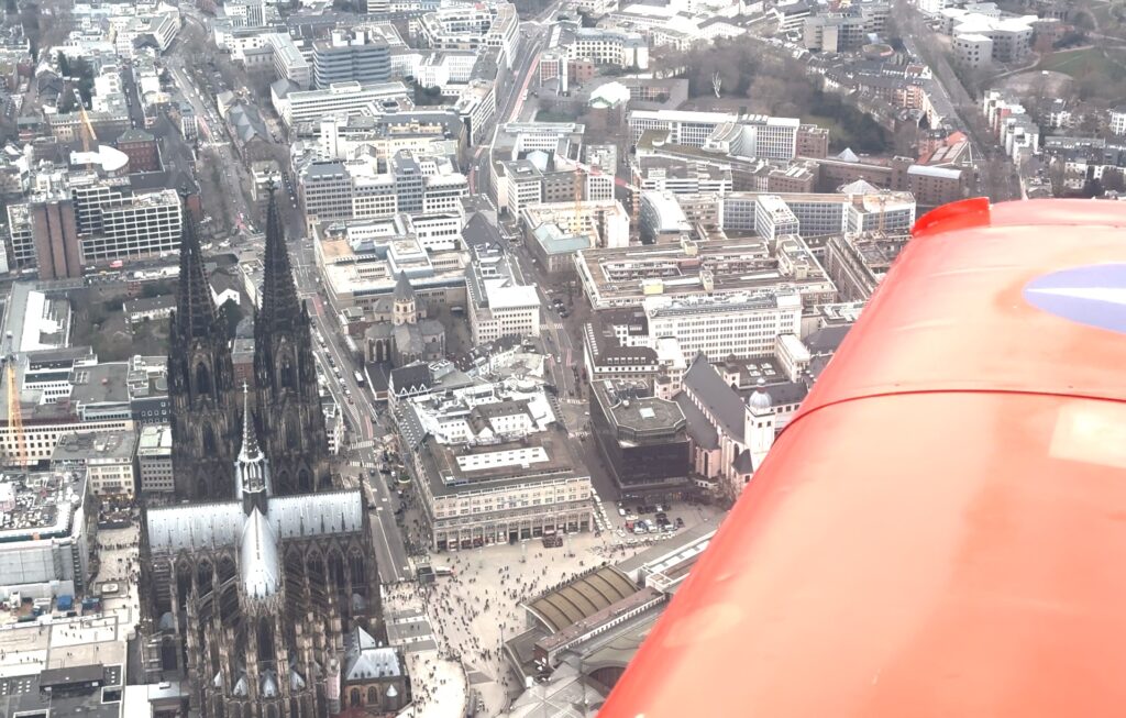 Flying Pegasus over Cologne Cathedral