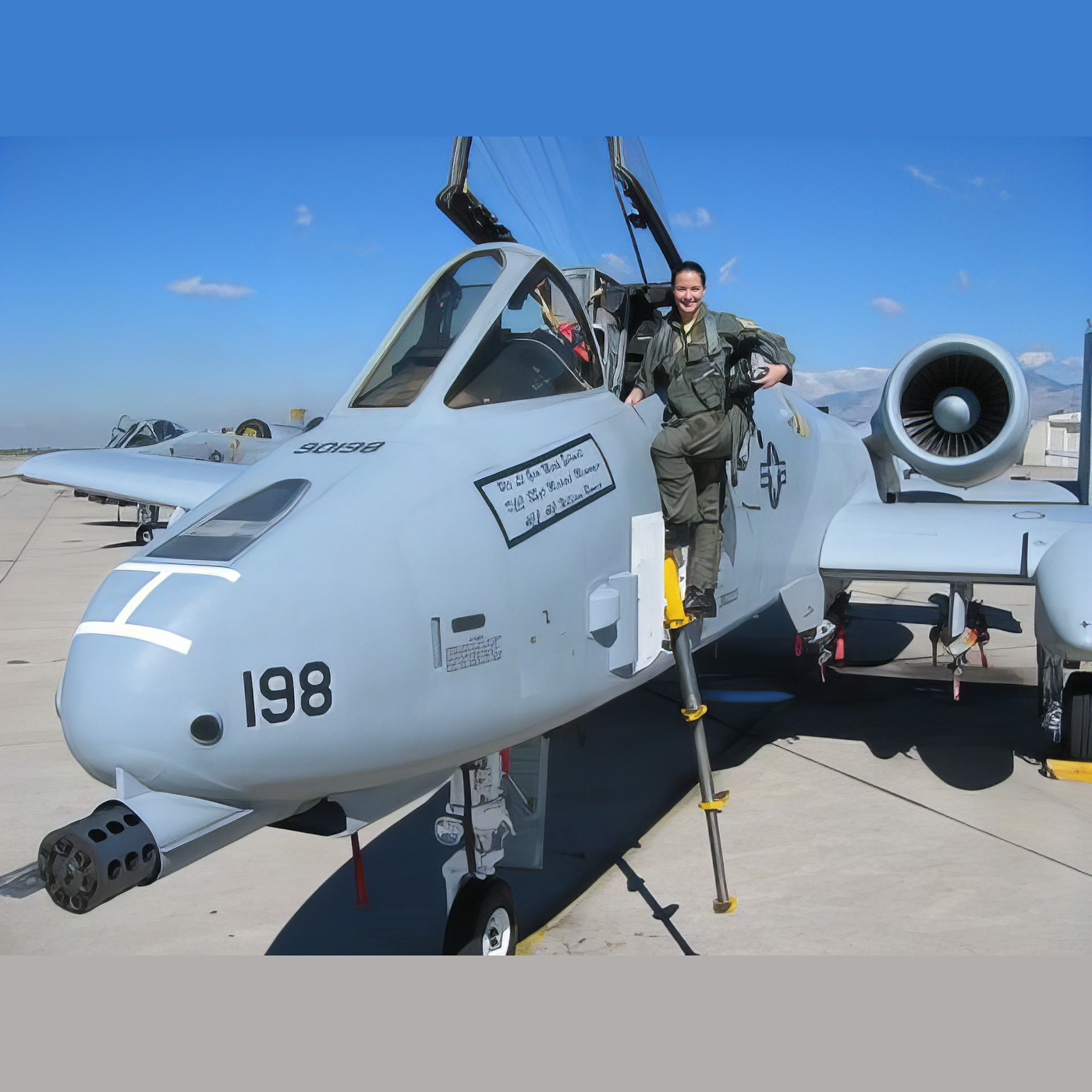 G. on the ladder of her A-10 Warthog