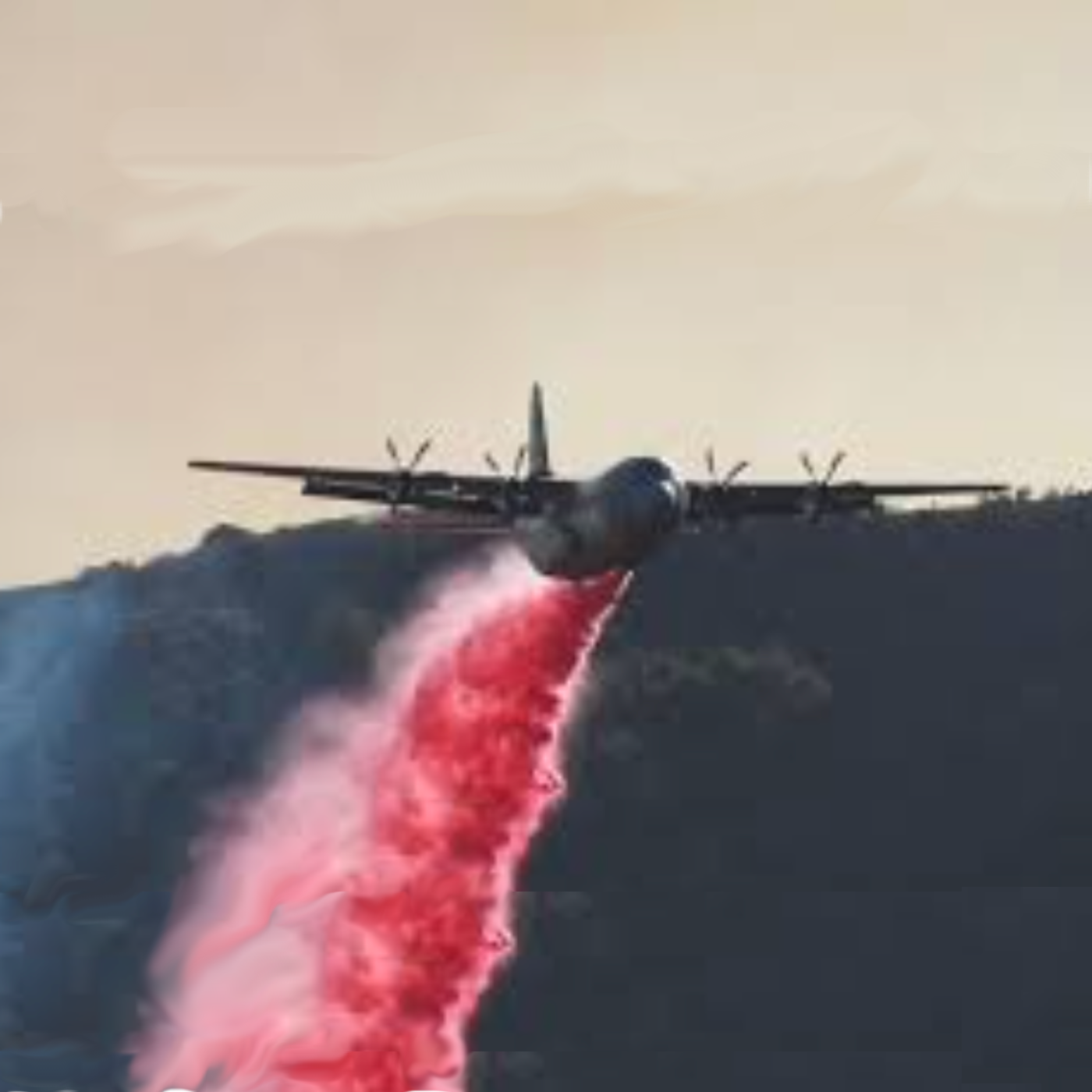 C-130 Dropping Red Fire Retardant