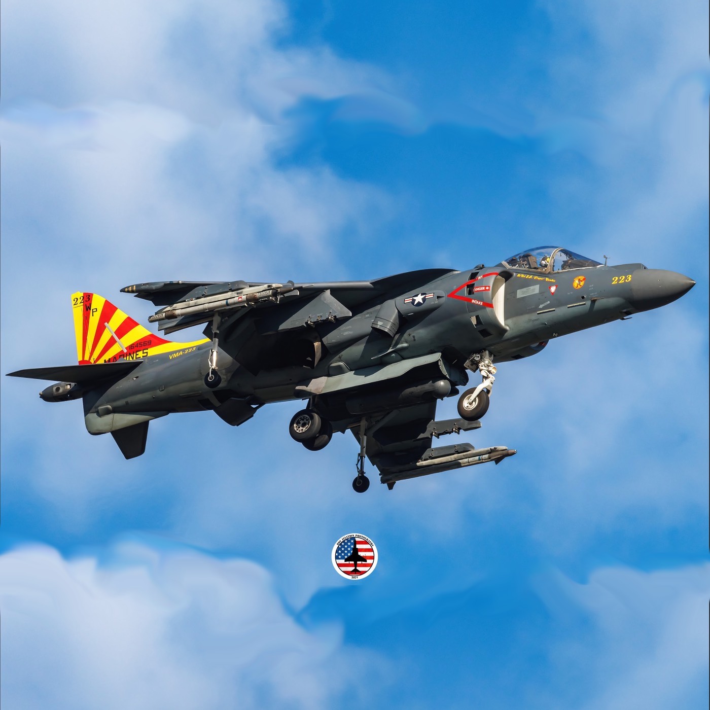 VMA-223 Harrier Decelerating to a landing