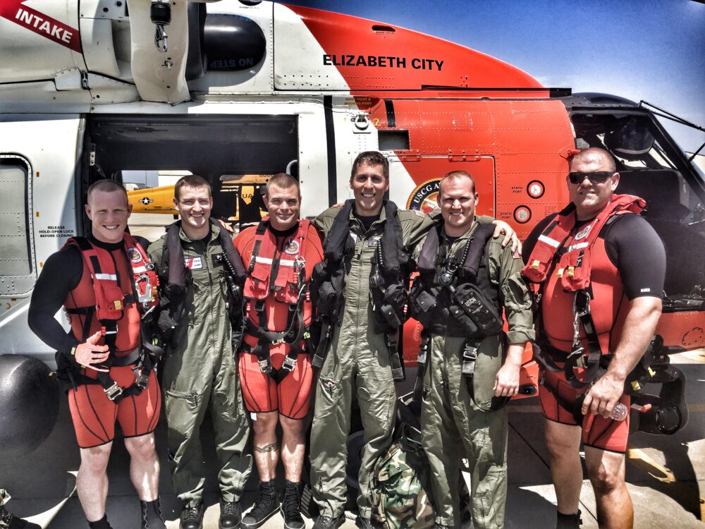 Chief Morrisey and USCG Rescue Helicopter Crew