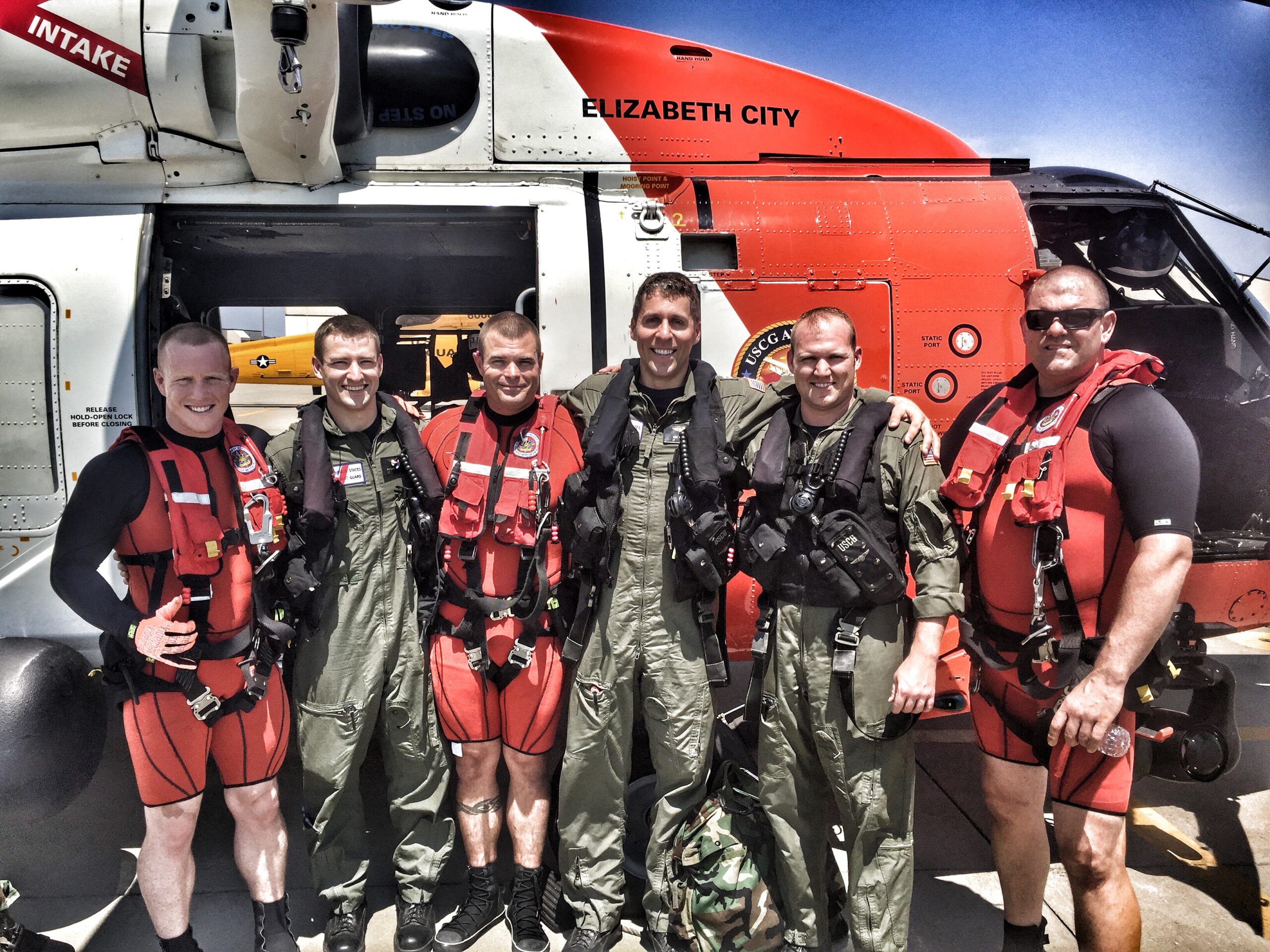 Chief Morrisey and USCG Rescue Helicopter Crew